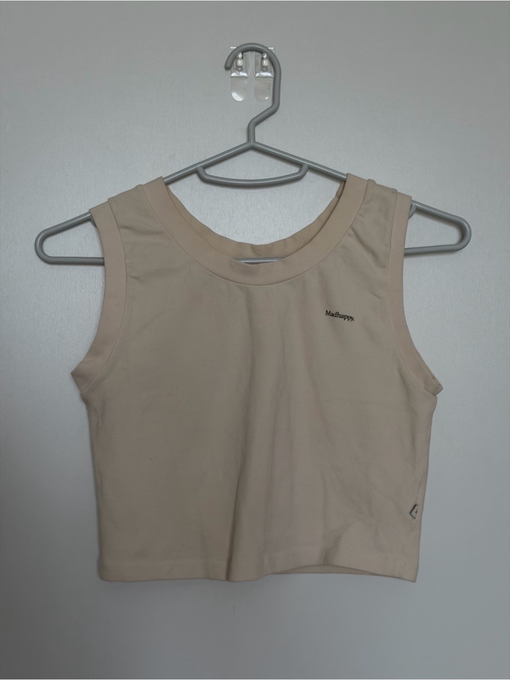 Madhappy Beige Sleeveless Crop Tank Top
